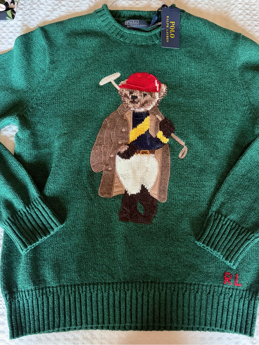 Polo by Ralph Lauren Green Crewneck Sweater with Polo Bear Patch